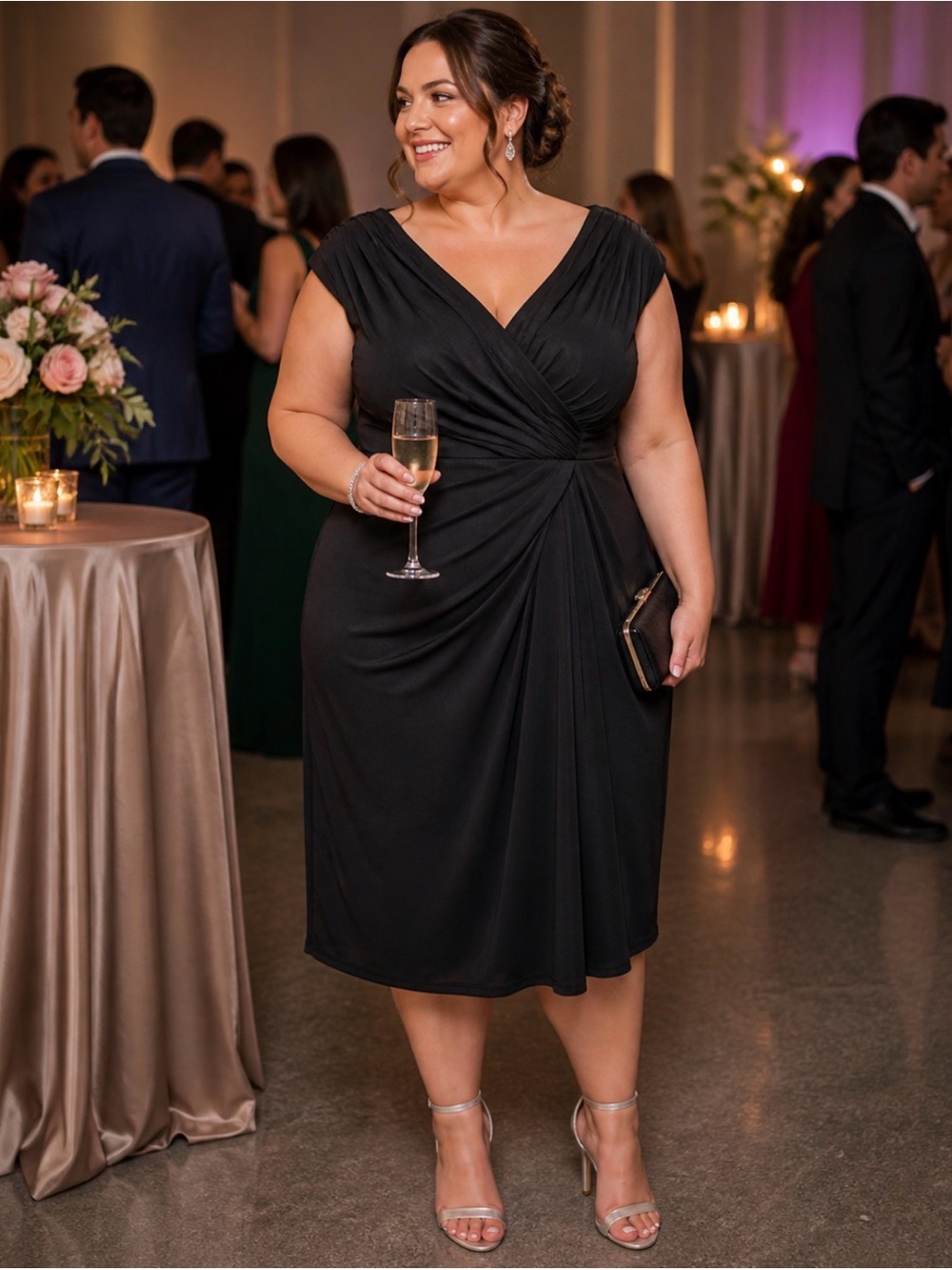 Avenue Black Ruched Party Dress